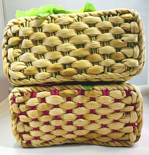VINTAGE SASHE STRAW HANDBAG PURSE PAIR - Picture 2 of 10