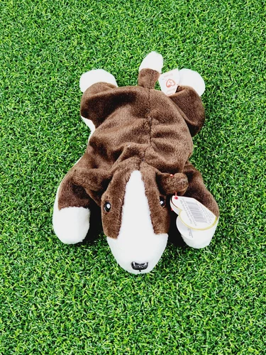 Vintage Ty Beanie Babies Bruno Chocolate Brown Bull Terrier Dog 1997 Original