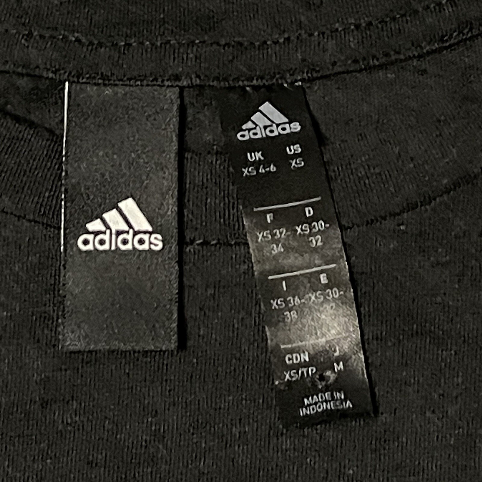 Adidas Shirt Womens XS Black Spell Out Short Sleeves Cropped Top Athleisure Gym