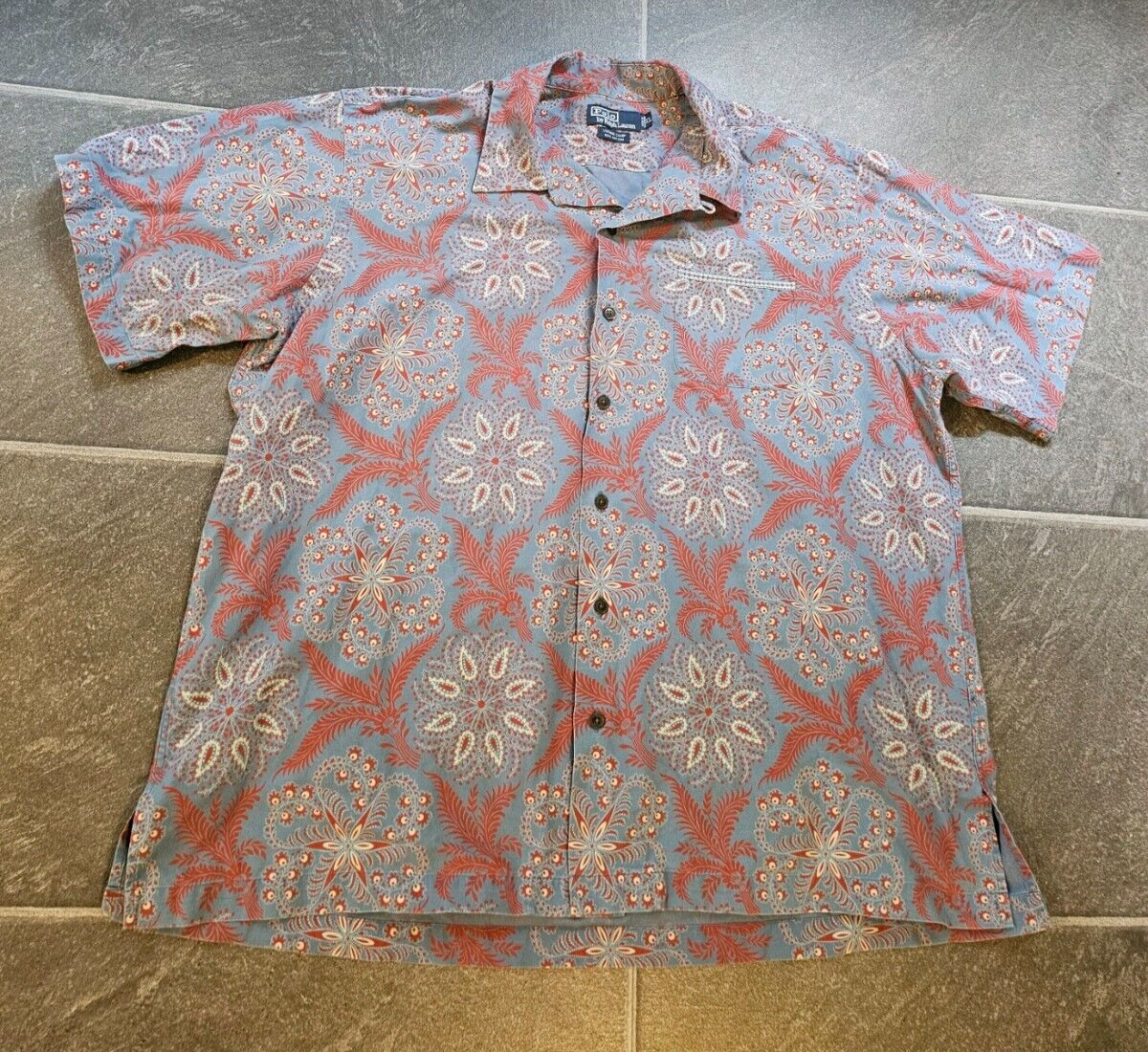 VTG POLO RALPH LAUREN VINTAGE CAMP PAISLEY BANDANA SHORT SLEEVE  