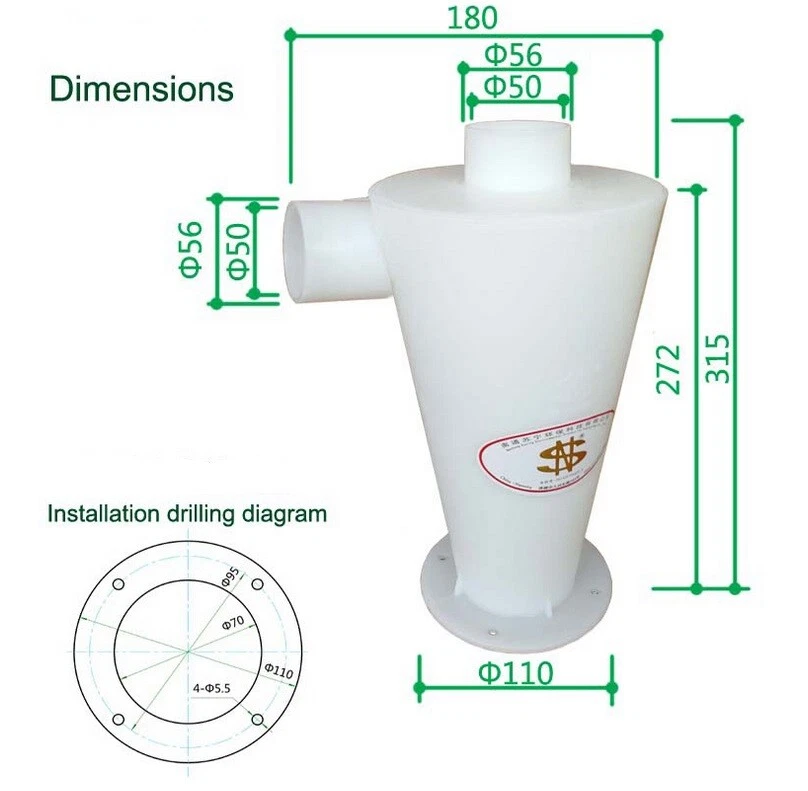 Neu Profi Zyklon Booster Staubabsaugung Abscheider Filter Abscheider 315X156mm - Bild 3 von 3