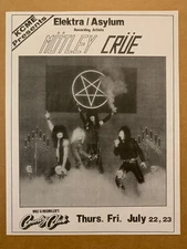 Motley Crue July 22,23 1982 Country Club Concert Flyer Poster COPY #6