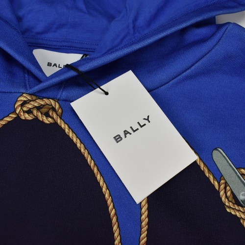NWT $570 Bally Blue Nautical Print Cotton Hoodie Sweatshirt Men's L AUTHENTIC - Picture 4 of 9