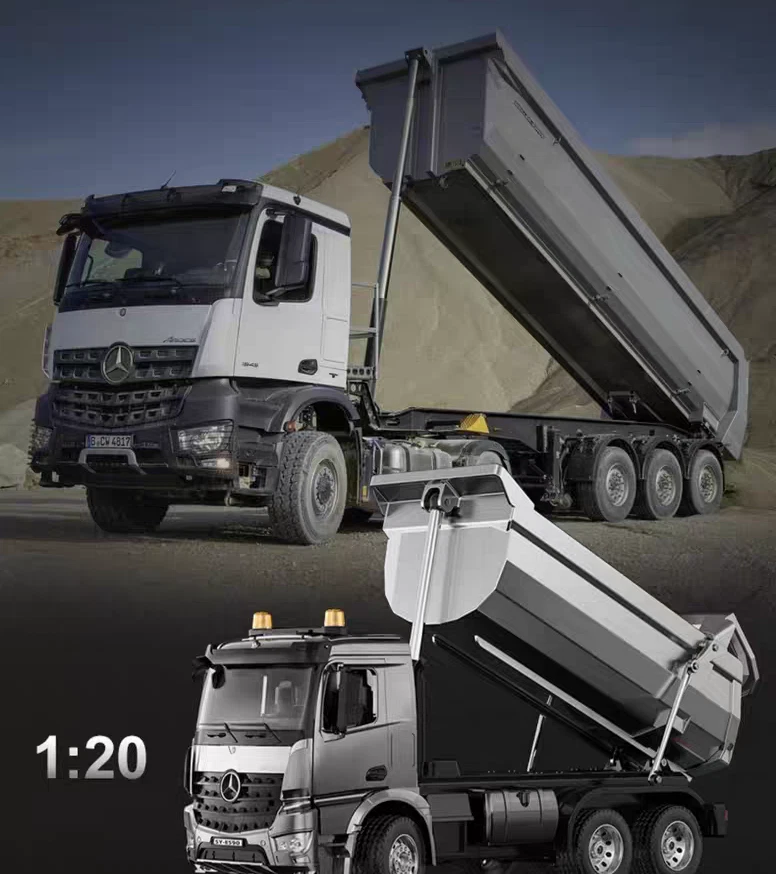 New 1:20 Mercedes-Benz Arocs Double E RC Gray Dump Truck E590-003 Open Box - Image 3 of 4
