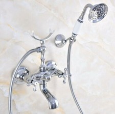 Bathtub Handheld Shower Faucet Set Chrome Brass Bathroom Water Taps Kit 2na720