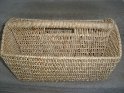 Pier 1 Wicker Magazine Basket with Handle 16''x9''x9.5'' with Tag