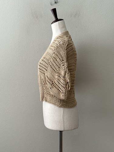 Halogen Sz S/M Crocheted Open Front Short Dolman Sleeves Open Front Cardigan - Picture 2 of 5