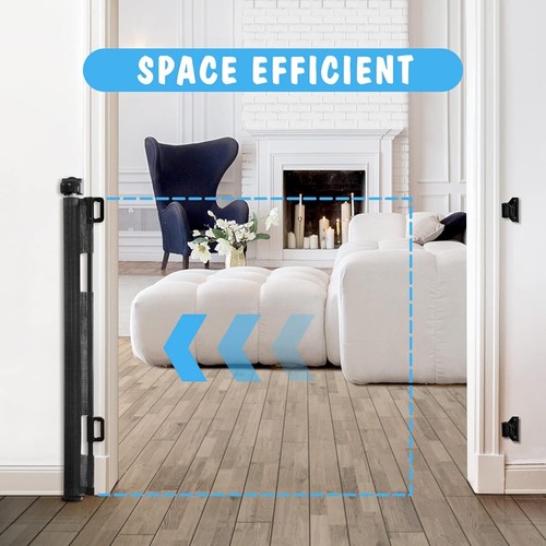 Cumbor Retractable Baby Gate, Mesh, 33"hx55"w, Black, indoor/outdoor, door/hall - 第 4/7 張圖片