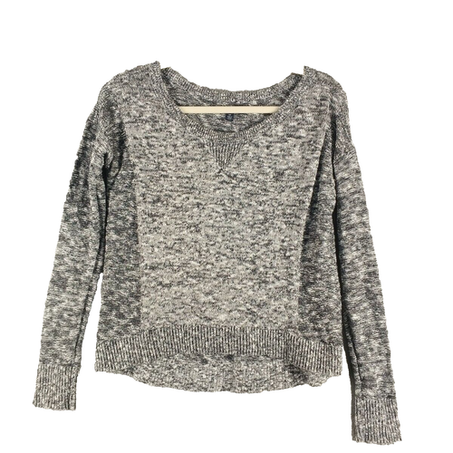 AMERICAN EAGLE Cropped Sweater Long Sleeve Scoop Neck Lightweight Gray Size S
