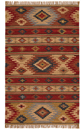 Wohnzimmerteppich rot Kilim geometrisch feine Wolle Baumwolle ethischer Bereich Läufer Teppiche - Bild 9 von 19