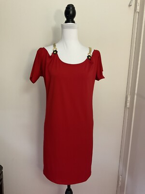 Michael Kits Red Chili Cold Shoulder Dress Size Small Pre Owned 