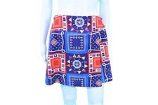 Vintage 1960s Novelty Print Skort Blue Nautical Patriotic Shorts Sailor W 27"
