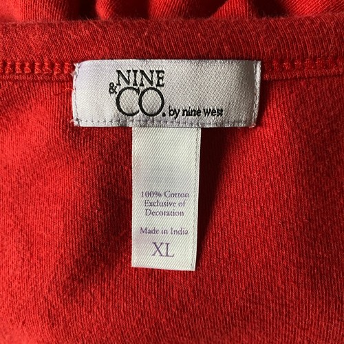 Nine & Co. women's size XL red v-neck button down stretchy fleece sweater - Picture 5 of 6