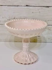 Pink Milk Glass Pedestal Glassware Farmhouse Vintage Decor 6" diam 5.5" tall