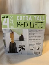 Zestaw 4 czarnych bardzo wysokich podnośników łóżkowych na 7 cali dodatkowego przechowywania