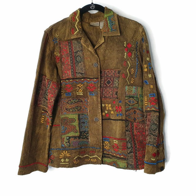 Chico's Womens Tapestry Jacket Blazer Ornate Embroidered Olive Green Size 0 eBay
