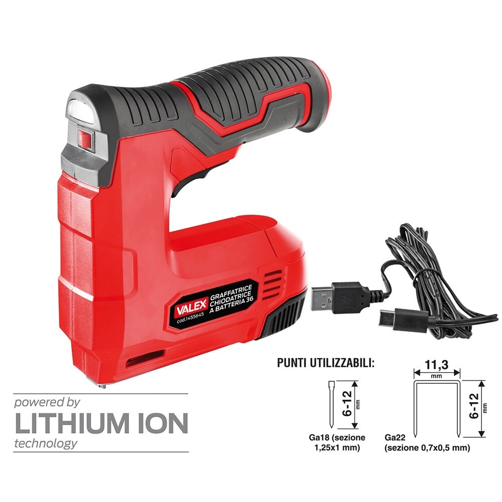 Puntatrice Valex a Batteria Litio 3.6V - Ideale per Tappezzeria DIY