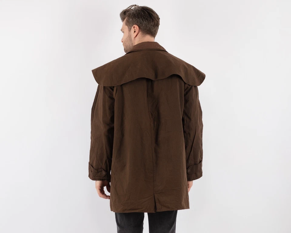 DRIZA-BONE Años 90 De Colección Gabardina Plumero Chaqueta Talla L L L Lona Encerada Piel al Óleo Foto 3 de 4