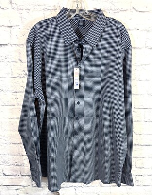 New Devon & Jones Men's XL Button Down Shirt Crownlux Gingham Active Performance