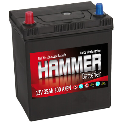 Autobatterie Hammer 12V 35Ah +Links Asia Starterbatterie ersetzt 32 34 36 40 Ah