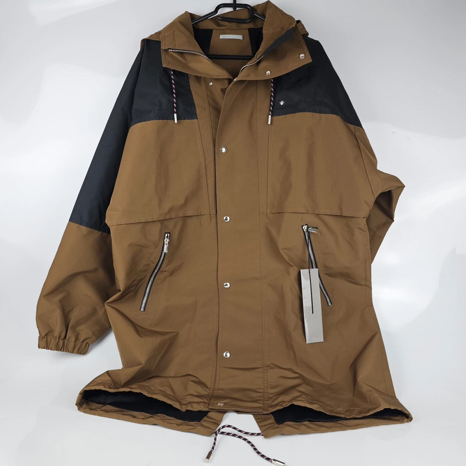 Parka Dior Homme beige oversize in nylon con cappuccio nuovo taglia IT52 L