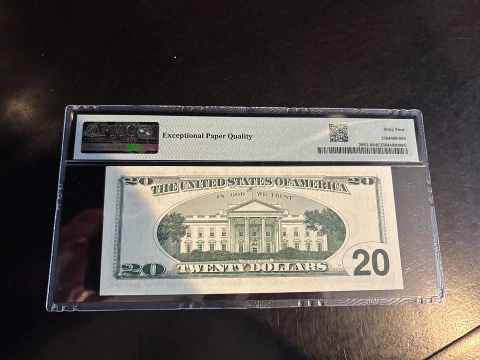 DBR 1996 $20 FRN New York Fr. 2083-B PMG 64 EPQ Serial AB30572761C - Image 2 of 2