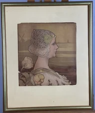 Queen Wilhelmina Original Paul Berthon Art Nouveau Lithograph Framed Art Print