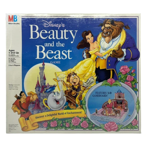 Milton Bradley Walt Disney Beauty And The Beast 3D Board Game Vintage New Sealed
