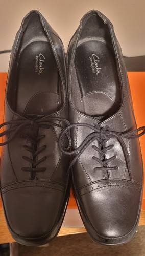 Clarks Bendables Womens Sz 10M Lace-up Black Leather Heels - Picture 3 of 7