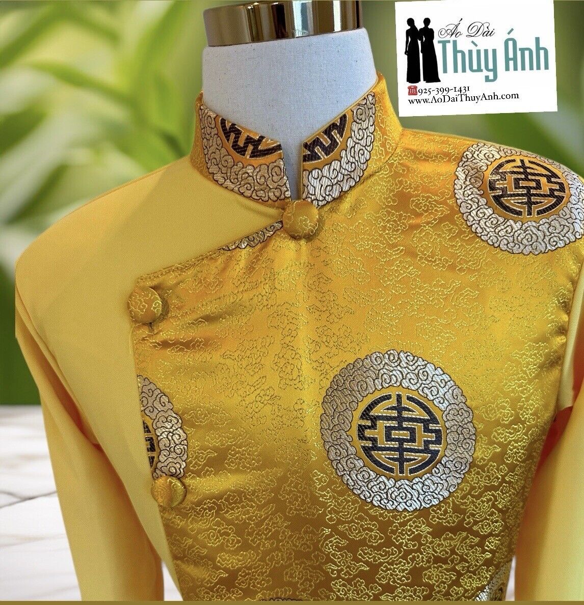 Gold Ao Dai for Men, Vietnamese Ao Dai Nam, Ao Dai Chu Re Gold Ao Dai for Men, Vietnamese Ao Dai Nam, Ao Dai Chu Re