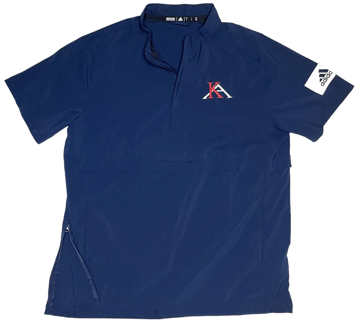 Adidas Climate KA Short Sleeve Navy Blue 1 4 Zip Side Zip Pullover Shirt Mens L
