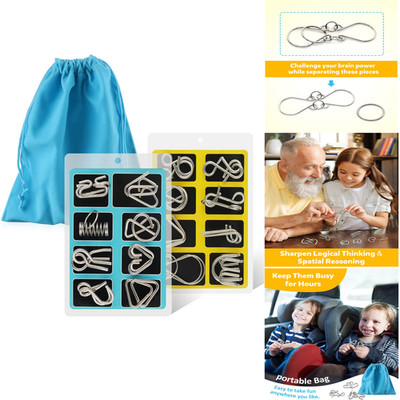 Metallrätsel Set 16 Stück IQ Test Denkspiel für Kinder und Erwachsene
