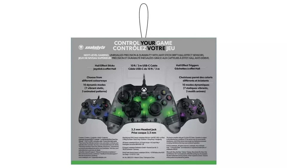 Snakebyte Gamepad RGB X Xbox Wired Controller - Grey (NEW) - Image 3 of 4