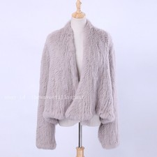 Cardigan donna su misura vera pelliccia di coniglio lavorato a maglia moda cappotto pelliccia giacca
