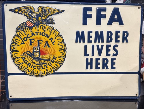 FFA Member Lives Here Vintage Embossed Metal Sign Agriculture Farm Decor