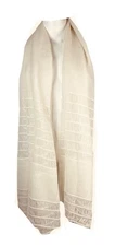 VINTAGE CHURCHILL WEAVERS Handwoven Large Ivory Wrap Scarf  76" X31"
