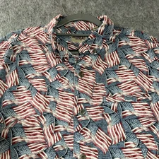 Redhead Shirt Mens Medium USA Flag All Over Print Patriotic Short Sleeve Casual