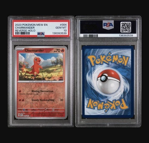 2023 POKEMON MEW EN-151 REVERSE HOLO #004 CHARMANDER PSA 10