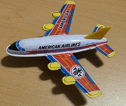 Vintage American Airlines Tin And Litho Toy Plane - Afbeelding 2 van 6