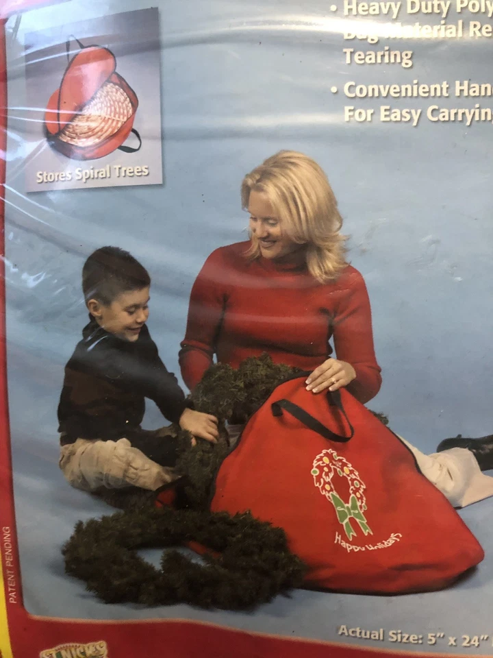 圣诞螺旋树 24 英寸花圈存储袋红色 NTS1D24 — 第 2/4 张图片