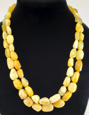 Jay King Necklace Yellow Opal Beaded 2 Strand 24'' Sterling Silver DTR 1552