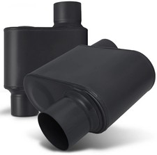 Black 2.25 Offset Inletoutlet Race Performance Chambered Exhaust Muffler