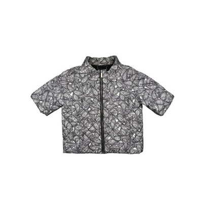 Oodji Ultra Women Size 40 Black White Paisley Short Sleeve Zip Jacket