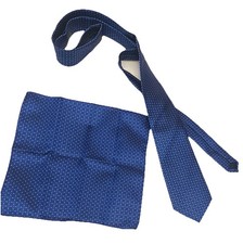 Men s Elegant Blue Polka Dot Tie Set Men's Exquisite dark blue with cuff links