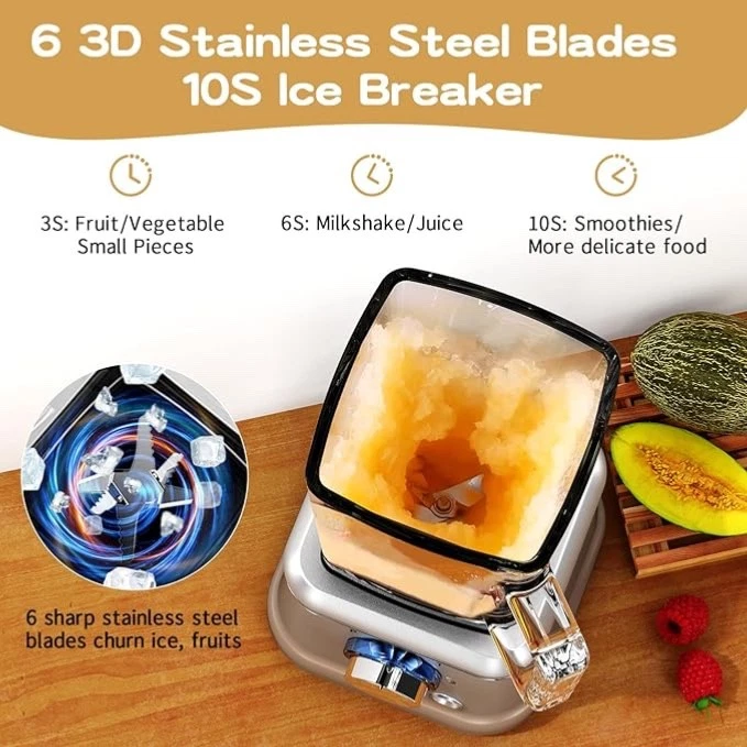 Standmixer Hochleistungsmixer 1200W Mixer Smoothie Maker 1.6L Standmixer Glas - Bild 4 von 4