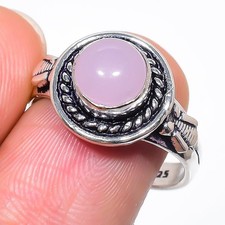 Pink Rose Quartz Gemstone Handmade 925 Sterling Silver All Size Ring For Gift