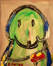 GREEN DOG█ MODERN CANVAS  original  painting ABSTRACT ART █NO RES██efw