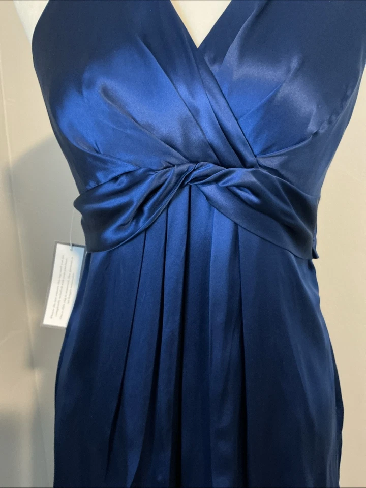 NWT ANN TAYLOR 100% SILK Blue Empire Waist Sleeveless Dress Sz 4P Retail $188 - Image 2 of 4