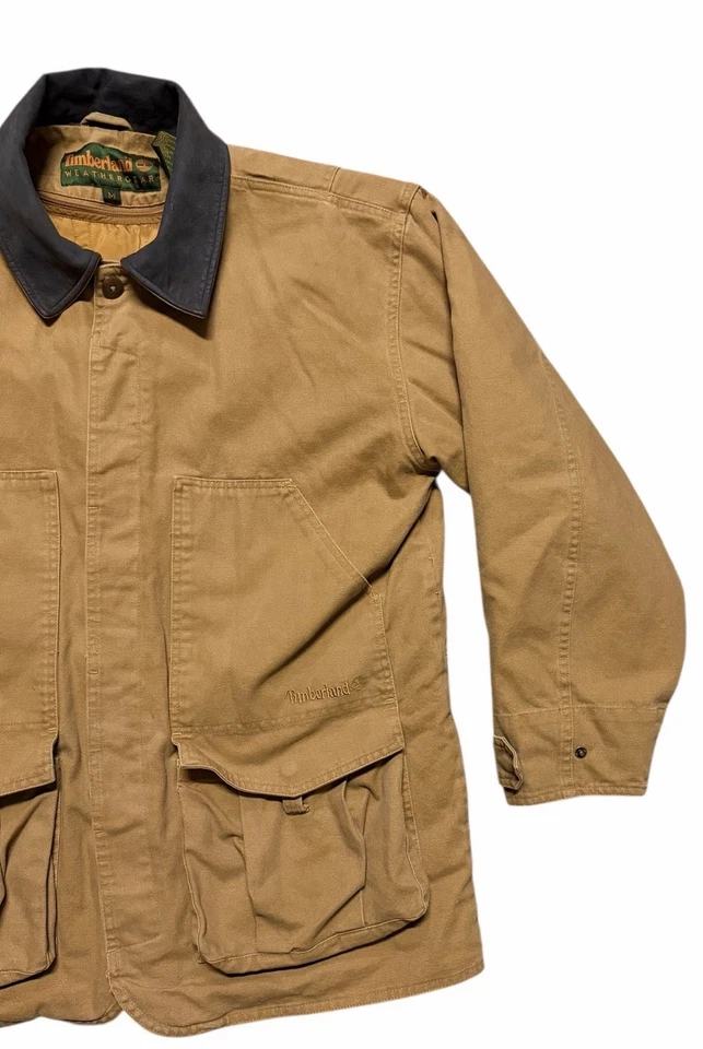 Timberland Weathergear Lona Cremallera Granero Chaqueta Abrigo Cuero Cuello Mediano Foto 2 de 4