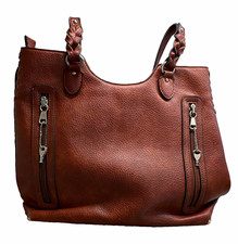 Lady Conceal Brown Tote Bag Zip Closure Silve...